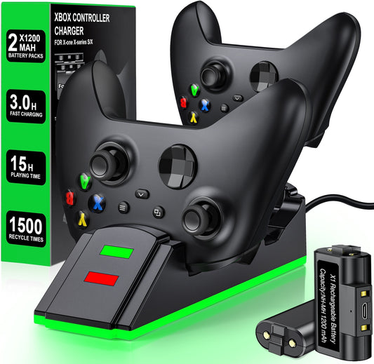 Xbox Charging Station with 2 X 3600Mwhrechargeable Battery Pack for Xbox Series X|S Controller